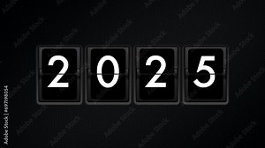 Mechanical flip clock switches from year 2020 to 2025