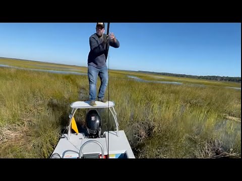 SaltMarsh Skiff 1444 Push Pole Across Marsh Grass