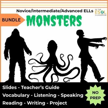 BUNDLE Halloween Lesson Plans ESL, ELL, MLL / Monsters / Body Parts