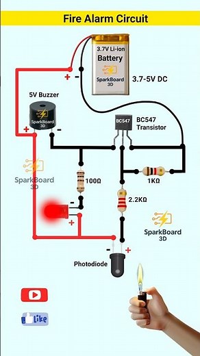 Fire 🔥 alarm circuit | Fire sensor circuit | Fire detector alarm #firealarm