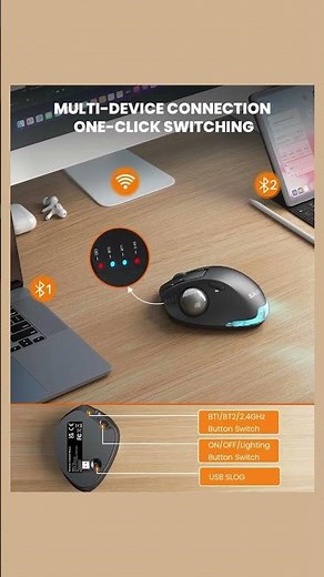 SABLUTE Wireless Trackball Mouse, Ergonomic Bluetooth Rechargeable Computer Mouse !
