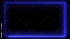 Animated borders frame blue color glowing neon lights loop animation on black screen