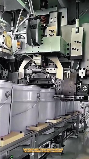Automatic Bucket Handle Assembly Machine Locks Wire Handles into Plastic Pails #machine #packaging
