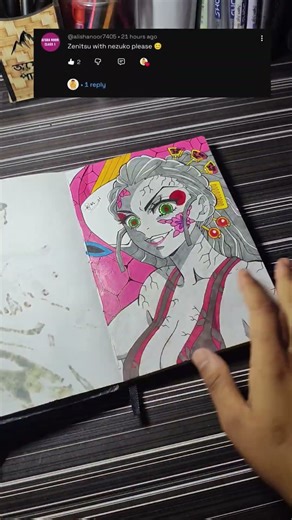 Zenitsu & Nezuko ❤️ | Day 14 Anime Drawing Challenge | Demon Slayer #shorts #tatasierra