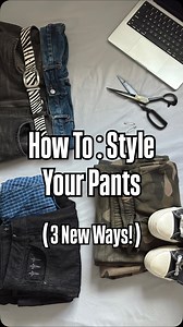 3 New Ways To Style Your Pants!👖 • Follow me @j6cob.cruz for daily fashion content !🙏🏽 • #fashiontips #outfitideas #shoes #diy #accessories #j6cobcruzfashionstyle #usfashion #japanesefashion #pants #baggy #pins #patchwork #shoes #heelbite Fashion tips, how to fashion, ways to style pants, new ways to style baggy pants, creative ways to style your pants, Upgrade your style, j6cob.cruz fashion style, rule of 6, baggy pants, patch work pants , pants double waist , double waist denim, pin pants ,