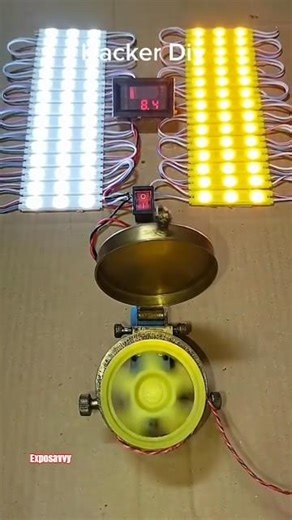 Turn Metal Gear Motor into Power Generator ⚡ Lighting 30 LEDs & Voltmeter! #shorts #lightnings #diy