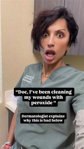 Purvisha Patel MD on Instagram: "Hydrogen peroxide is H2O2 - an oxygen molecule away from water - this oxygen is what you see bubbling when you use it on wounds - that doesn’t mean it is doing anything good. Cleaning wounds with hydrogen peroxide can be problematic for several reasons: Tissue Damage - Cytotoxicity: Hydrogen peroxide can damage healthy cells and tissues, as it is a strong oxidizing agent. This can slow down the healing process. Ineffective Against Biofilm - Biofilm Protection: Wh