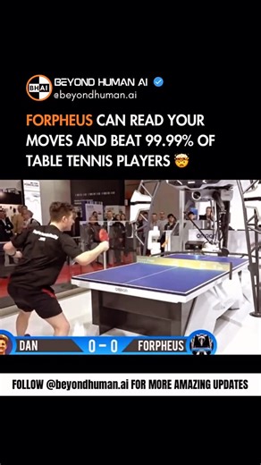 Beyond Human | AI News | Step into the future with FORPHEUS 7th-generation, OMRON’s revolutionary ping-pong robot that doesn’t just play it thinks, adapts, and... | Instagram