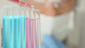 laboratory research: biochemical lab with scientist at work Stock Video