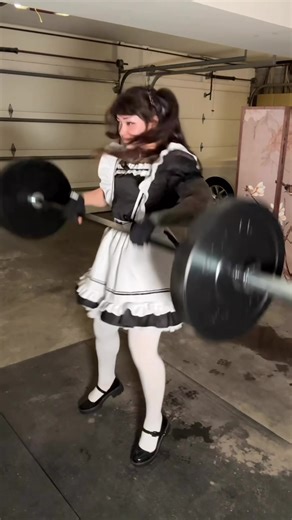 got a job working as a maid and went over to “clean” but apparently i misunderstood the instructions?? 🧼 #lifting #musclemommy #maidcosplay #gymgirls #fit