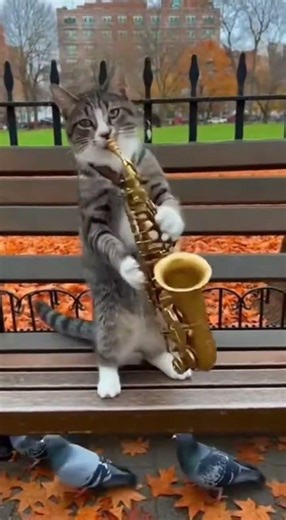 Wow, the cat can play trumpet #funny #cat