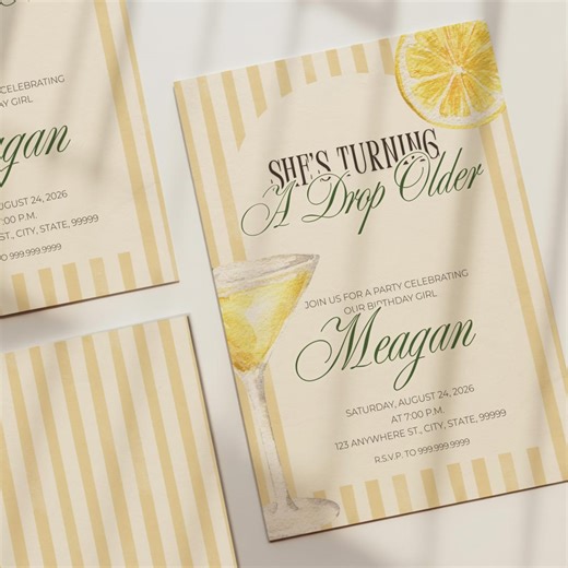 Lemon Birthday Invitation, Italian Summer Party, Editable Canva Template (Digital Download)