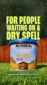 No sun? No problem. Ronseal Fence Life Plus can be applied to damp wood. Perfect for unpredictable British weather ️ | Ronseal UK & Ireland | Facebook