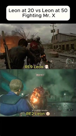 Leon vs Mr. X Then vs Now 😭 (RE2 vs RE9) #gamingshorts