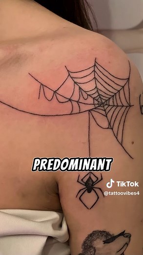 Spider web tattoo with meaning #tattootips #tattoohacks #tattooadvice #tattoomeaning #meaningfultattoo