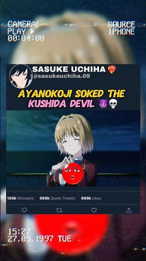 Ayanokoji soked the Kushida Devli 😈💀#classroomoftheelite #kushida #ayanokoji