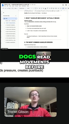 Tristan Gibson Dog Training on Instagram: "Your body language speaks volumes to your dog. Tension on your end = tension on theirs. Ruby shows us how it works. #DogTraining #DogBehavior #BodyLanguage #DogCommunication #PetTips #ReelsForDogs"
