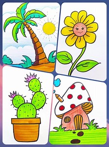 480K views · 15K reactions | Easy Drawing for Kids with Colour Brush Pen | Drawing Book | Facebook