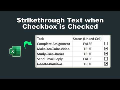 Excel Strikethrough Text When Checkbox is Checked (Automatic Task Completion)