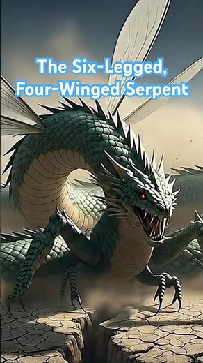 From the mountains emerged a serpent with six legs and four wings, the herald of drought.