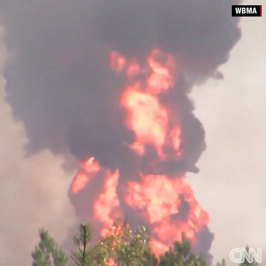 This video shows the massive plume of smoke and flames caused by a pipeline explosion in Alabama. The blaze prompted the closure of the pipeline, which stretches from Houston to New York and provides gasoline for 50 million people. http://cnn.it/2f9UHMf | CNN