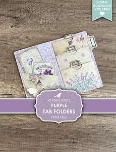 Purple, Tab Folders, Junk Journal, Vintage, Folder, Pockets, Ephemera, Lavender, My Porch Prints, Insert, Digital Kit, Download, Printable - Etsy