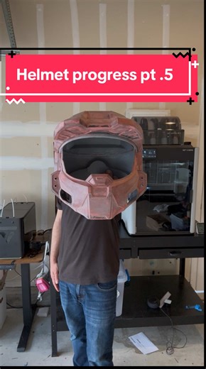 Phase .5 of the 3d printed master chief helmet complete!! #cosplay #3dprinting #3dprint #3dprinted #bambulab