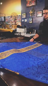 3.4K views · 102 reactions | Advent Chasuble in Blue Fairford Brocade Featuring a Beautiful Christmas Rose Applique.  | Ecclesiastical Sewing | Facebook