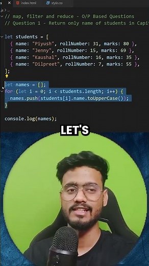 Using map() to return all names in capital 🔥 #javascript #javascriptinterview