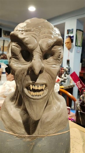 From clay… to this.Handmade latex creature mask fresh out of the lab. #monsterlab #monstermakers