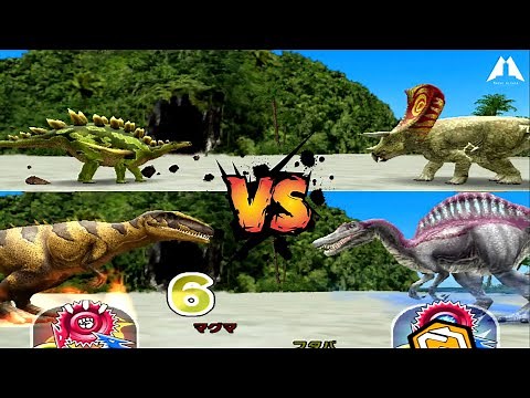 Dinosaur King Awaken Gigantspinosaurus X Mapusaurus VS Torosaurus X Spinosaurus 恐竜キング 2vs2
