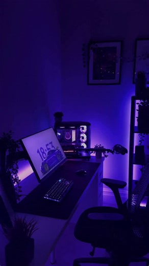Nick | Zolvy on Instagram: "Purple gaming setup 💜👾#desksetup #gamingsetup #tech #fyp #pcbuild #deskinspiration #gamingpc #deskspace #techtok"