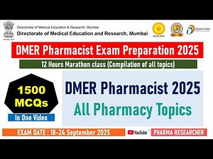 DMER Pharmacist Marathon class II 1500 MCQs in one video II DMER Pharmacist Exam Preparation 2025 II