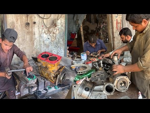 Caterpillar 966D Wheel Loader 2 Cylinder Air Brake Compressor Repairing by Local Mechanic