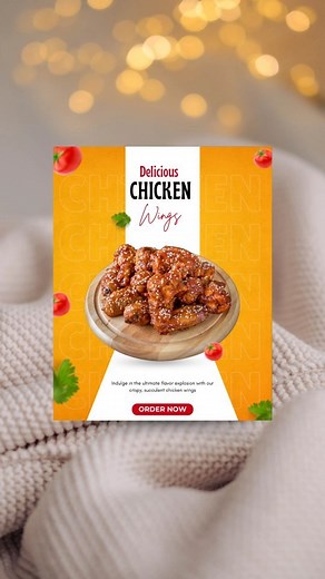 Graphic Designer | Social Media Manager on Instagram: "Day: 51 of CANVA DESIGN Challenge 🌟👍🏻 Follow for More ❤️ @meenalgraphics 🪷 Elements Used 🪷 • Orange background • Square Shape • Chicken Wings Png from Canva • Tomato • Coriander leaves • Shadow • Main Text • Texture Background ❤️ Follow For More ❤️ #meenalgraphics #explore #canvatutorial #canvadesignchallenge Canva Poster Tutorial Canva for Beginners"