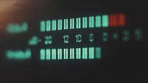 Audio signal levels monitoring audio console on classic sound amplifier