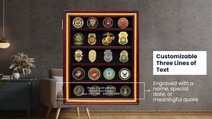 Military Coin Display Case Medal Display - Customizable Glass Display Case - Coin Holders for Collectors - Lockable Case, 5 Removable 2 Groove Shelves with Acrylic Glass Door (Black Case)