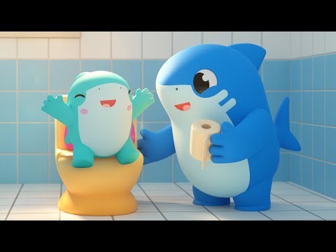 Baby Shark learns to Go Potty!" | Nursery Rhymes for Kids | Shark Academy"