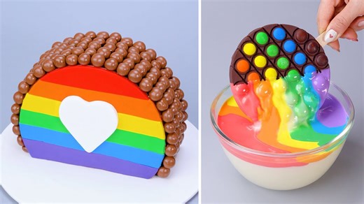 Rainbow Heart Cake 🌈❤️ & Pop It Chocolate Art | Colorful Dessert Tutorial