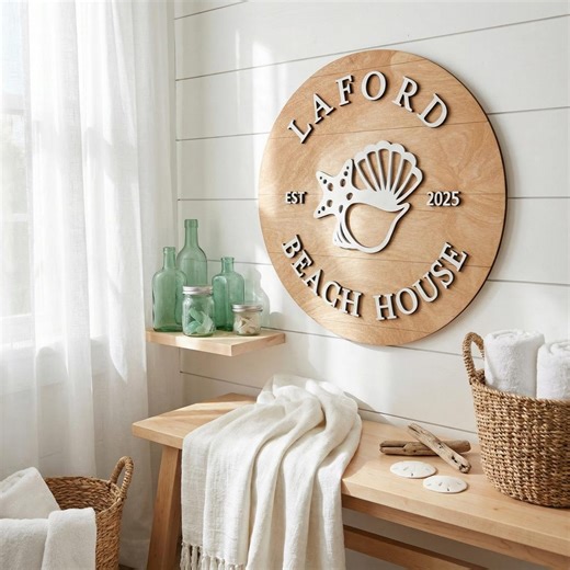 Custom Beach House Welcome Sign, Coastal Themed Home Decor, 3D Family Last Name Signs - Etsy