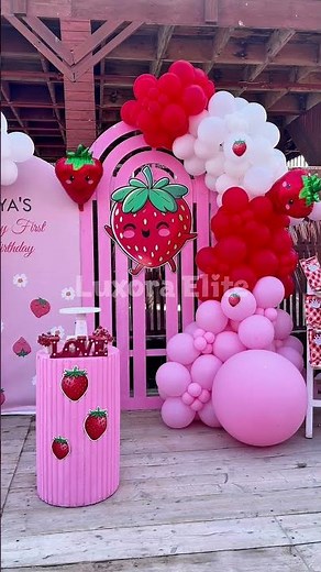 Strawberry theme birthday party decor #strawberry