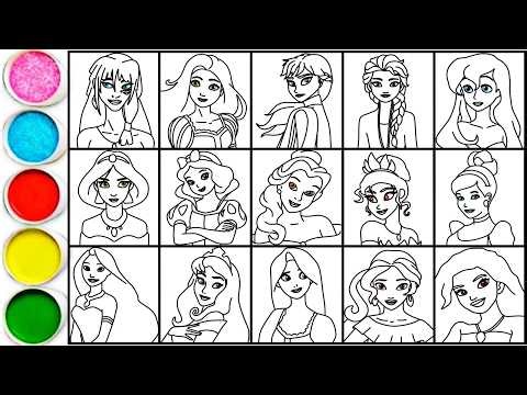 How to draw Princesses Disney - Kida, Rapunzel, Anna, Elsa, Ariel, Jasmine, Snow White, Belle, other