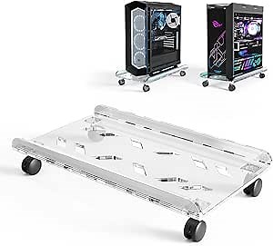 Amazon.com: CABTE Computer Tower Stand, Acrylic Mobile CPU Stand with 4 Rolling Caster Wheels, 3-Color Adjustable LED Lighting Computer Host Bracket PC Tower Stand Fits Most PC Under Desk (3-Color Lighting) : Office Products