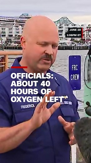 Coast Guard officials estimate there are about 40 to 41 hours of breathable air left in the submersible that went missing on its way to view wreckage from the Titanic.#cnn #news #titanic #submarine