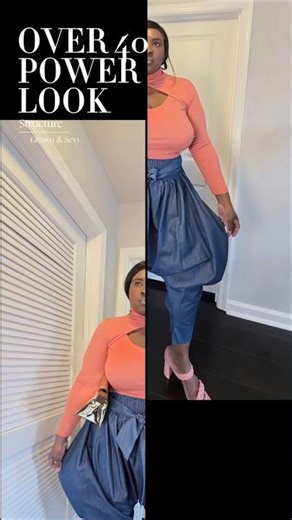 Structured top + dramatic volume pants = a whole statement. #fashionover50 #fashionover40