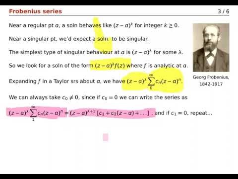 Overview of the Frobenius method for solving a linear ordinary differential equation