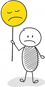 Hand drawn cartoon stickman with angry emoticons. Vector