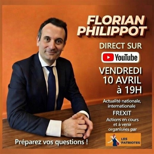 - Affaire Epstein : ça rebondit dans tous les sens !- Hongrie : V.Orban balance tout 48h avant une élection capitale !- Explosion des prix de l’essence : révolte et armée ?!- L’opération Bardella !…+ toute l’actualité et vos questions EN DIRECT !À 19h ce vendredi 10/04 : grand direct sur ma chaîne YouTube ! 🇫🇷