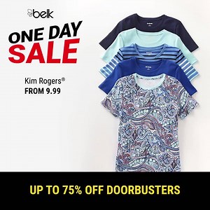 One Day Sale, so many Doorbusters! Up to 75% off thru 1/6 free shipping on $49. Start the new year with savings. https://on.belk.com/2Ly5CPo | Belk