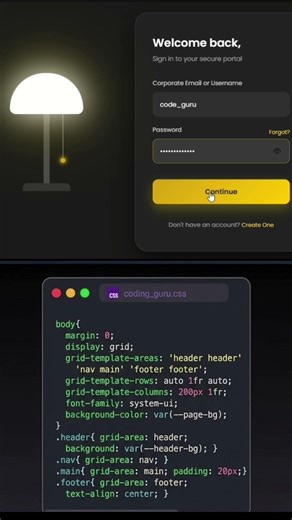 Create Magic Lamp Login page #html #java #css #viral #javascript